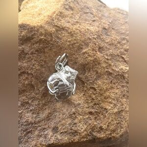Sterling Silver 925 cat on crystal ball charm for bracelet, vintage